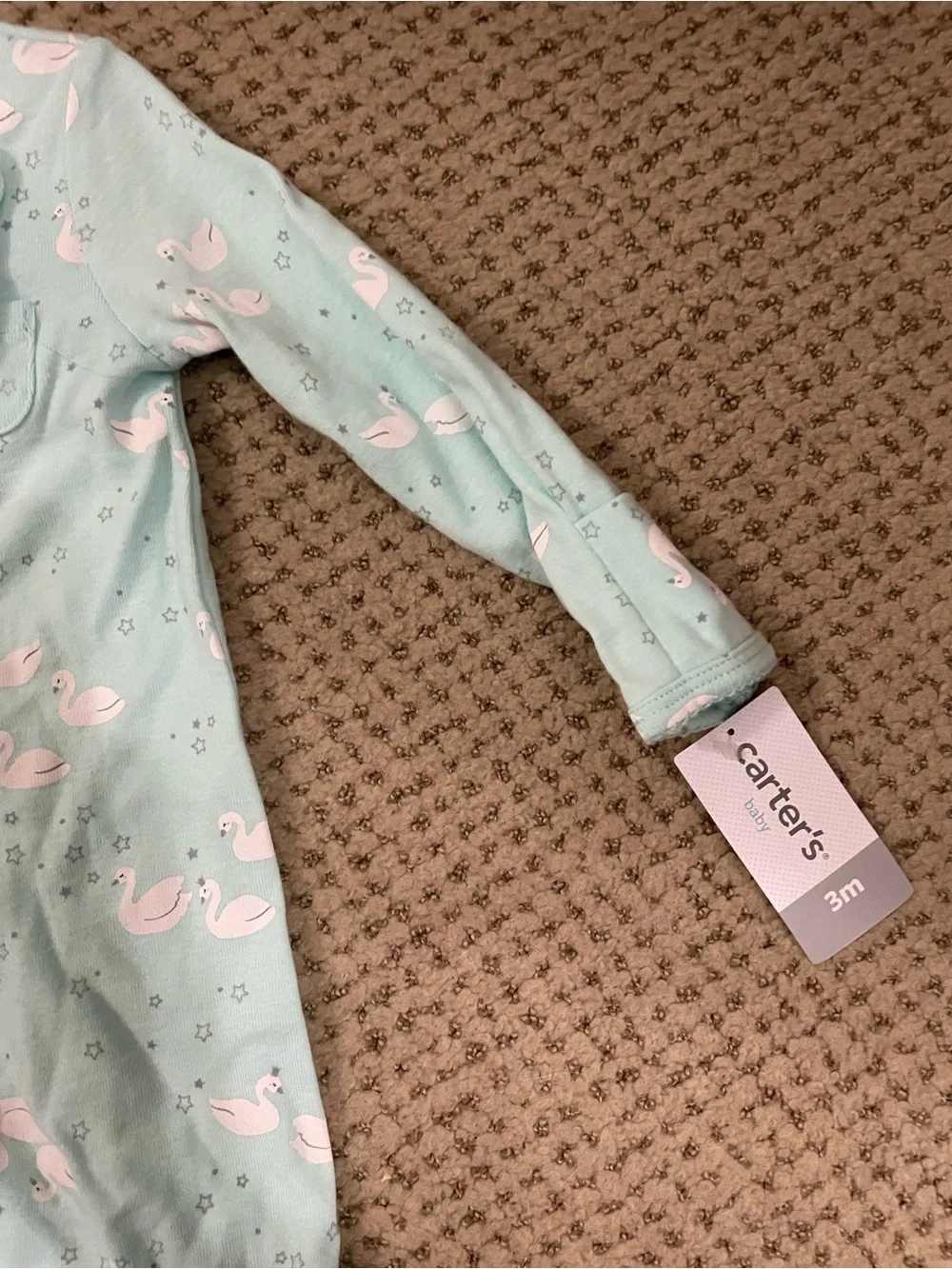 Carter's Mint sleeper One-Piece with White Swan Print